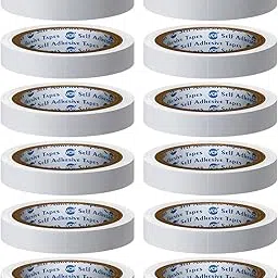 VCR Double Side Tissue Tape - 10 Meters in Length - 12mm / 0.5" Width - 12 Rolls Per Pack - Easy Tear for Double Sided Adhesive Use, Best for Arts, Crafts, Photography, Scrapbooking., White-picture-10