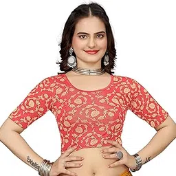 shreeji designer Round Neck Cotton Lycra Fabric Fully Stretchable Designer Readymade Blouse for Women-picture-54
