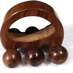 Luxrious Dwelling Wooden Massage Roller with 6 Roller Massage Balls | Back Massager Back Pain Relief Body Massager | Traditional Thai Style Brown (Size 5 Inch)-picture-40