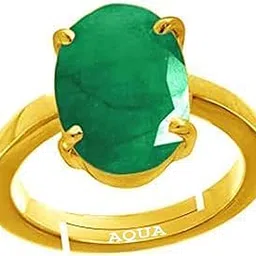 Emerald/Panna 3.25 Ratti to 10.25 Ratti or 3 Carat to 9.5 Carat Astrological Certified Natural Gemstone Panchdhatu/5 Metals Gold Plated Adjustable Ring for Men & Women - 3v-image-21