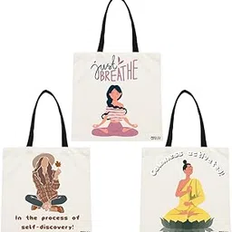 atvi.fit Trendy Cotton Tote Bags for Women Designs - 15.5"x15" - Perfect for College, Office, Yoga, and Everyday Use-picture-13