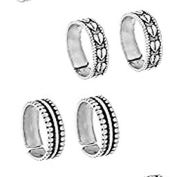 yellow chimes Toe Rings for Women | Traditional Silver Oxidised Toe Rings Set | Bichiya for women Combo | Accessories Jewellery for Women | Birthday Gift for Women Anniversary Gift for Wife-picture-39