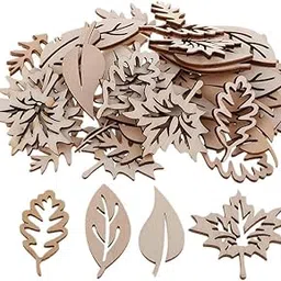 Enakshi® 50 Pieces Natural Wooden Leaves Shapes for DIY Crafts|Crafts | Sewing | Other Sewing-image-57