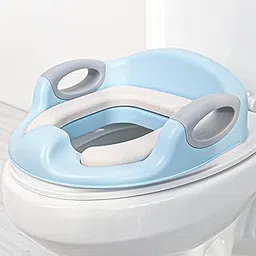 Baybee Milano Baby Potty Training Seat for Kids | Portable Western Toilet Seat for Kids with Cushion Seat & Handle | Kids Potty Chair for Baby | Potty Training Seat for 0 to 5 years Boys Girls (Blue) image 1