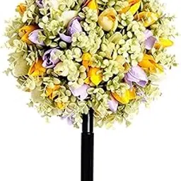 UJEAVETTE Artificial Flower Garden Stake Photo Props Ornament for Lawn Flower Bed Yard Purple Yellow-picture-30