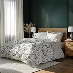 LANE LINEN 400TC Morrison Bloom Super King Size Bedsheet with 4 Pillow Cases | 100% Cotton Digital Print Bedding Set (2.74 M x 2.74 M) | Modern Floral Pattern for Luxurious Comfort (White Floral)-image-94