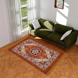 Kuber Industries Carpet | Velvet Carpet-Rug for Home Décor | Carpet Rug for Bedroom | Carpet for Living Room | Carpet for Hall | 4x6 Ft | Golden-image-64