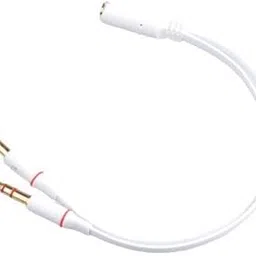 CARE CASE™ Gold Plated 2 Male to 1 Female 3.5mm Headphone Earphone Mic Audio Y Splitter Cable Cord Wire Compatible with PC Laptop. (White)-picture-14
