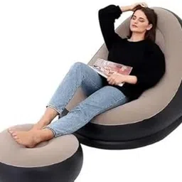 Inflatable Lounge Chair with Footrest for Adults | Air Sofa for Home, Bedroom, Living Room & Outdoor | Portable Bean Bag Alternative | Premium Flocked PVC Recliner Chair-picture-26