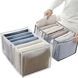 COLLUVA 7-Grid Clothes Organizer for Wardrobe – Foldable Mesh Nylon Storage Box for Jeans, Pants, T-Shirts, Leggings & Closet Organization (Durable & Washable)-image-33