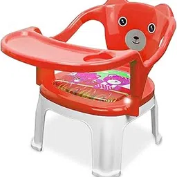 Tony Stark Plastic Chu-Chu squeak sound Feeding Chair with Removable Tray || Soft Cushion Seat & High Backrest with Teddy Bear Design Study Table ||Strong and Portable Baby Chair for Kids, Toddlers, and Babies || 1-4 Years, Upto 30 Kgs - Red-image-73