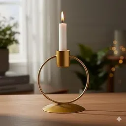 StylizShades Decorative Metal Candle Holder – Golden Round Ring Tealight & Candlestick Stand for Home Décor, Dining Table, Living Room & Office Decoration - Pack of 1-image-35