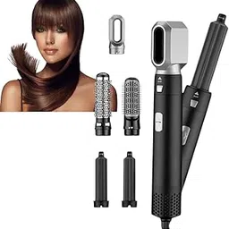 DRUMSTONE ( 𝟏𝟔 𝐘𝐄𝐀𝐑 𝐖𝐀𝐑𝐑𝐀𝐍𝐓𝐘 ) G013 Black 5-in-1 Hair Styling Kit: All-in-One Hair Styler with Adjustable Heat Settings, Quick Heat-Up, and Ergonomic Design for Effortless Straightening, and Crimping image 1