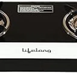 Lifelong Glass Top 2 Burner Gas Stove | Premium Design, Brass Burner| Toughened Glass High Thermal Efficiancy|Manual (Black and White) LLGS211, ISI Certified-image-18