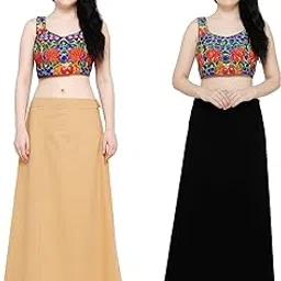 Combo of 2 Women's Cotton Saree Petticoats – Full Length Adjustable Drawstring Underskirts for Saree (Free Size)-picture-26