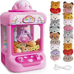 Marlrin Claws Vending Machine for Kids, Mini Unicorn Toys Vending Machine for Girls, Candy Grabber Prize Dispenser with Sound, 20 Mini Pink Toys image 1