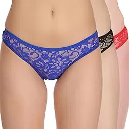 selfcare Women's Mid-Rise Net Self Design Panties Bikini Briefs Set (Pack of 3)-picture-26