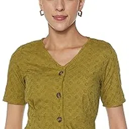 tokyo talkies Women's Short Sleeves V-Neck Self Design Tops| Stylish Casual wear-picture-13