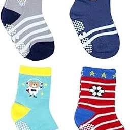 neobaby Dotted Anti Slip Grip Socks for 1 Year to 5 Years Kids Boys & Girls (Assorted/Random Designs)-picture-27