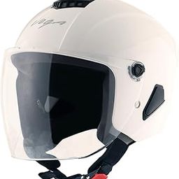 Vega Aster Dx ISI Certified Smooth Gloss Finish Open Face Helmet for Men and Women with Clear Visor(White, Size:L)-picture-25