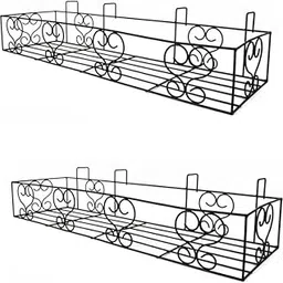 Leafypets Versatile metal railing pot stand fixed hanger plant stand innovation rust proof waterproof with 9layer coating pack of 2 Black.-picture-14