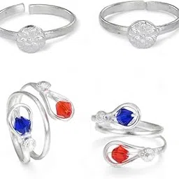 aanyacentric Combo of 2 Pair Toe Rings Adjustable Trendy & Fashion Accessories-picture-42