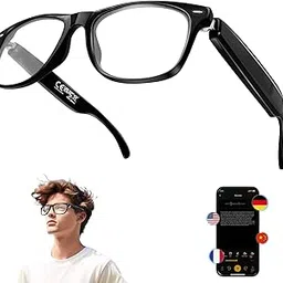 KXBVDY AI Smart Glasses for Men Women - Bluetooth 5.4 with Chat GPT, Blue Light Filtering Lenses, Translation Glasses with 144 Languages & Accents for Travel Meeting Trade Business, Black-image-80