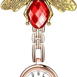 avaner Nurse Fob Clip-on Watches: Rhinestones Stainless Steel Hanging Brooch Analog Quartz Pocket Watch with Second Hand-picture-10