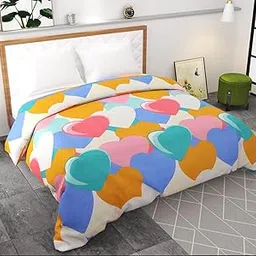 BROMWICK Duvet Cover Double Bed | Cotton Comforter Cover | Quilt Cover | Rajai Cover | Blanket Cover | Printed Duvet Cover Double Bed | King Size | (Multicolor Hearts)-picture-14