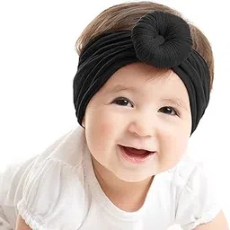 SYGA Baby Headbands Soft Cotton Strechable Turban Hairbands For Newborn Infant Toddlers Kids 0-3 Years (Black)-picture-10