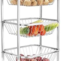 AB99 COLLECTION 3-Tier Stainless Steel Kitchen Storage Rack with Wheels – Rolling Fruit & Vegetable Basket Organizer for Home, Pantry, or Kitchen-picture-11
