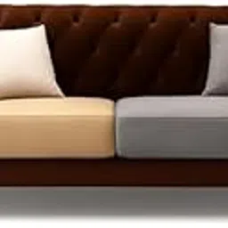 Modern 3 Seater Multicolour Sofa,Comfortable or Relexable Sofa with Pillow for Living Room, Office, Bedroom, Hallways Furniture (Brown & Beige & Light Grey) image 1