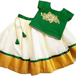 stanwells kids Baby Girls Cotton Silk Readymade Lehenga Choli Set | Traditional Embroidered South Indian Pattu Pavadai Ethnic Wear for Girls-picture-55