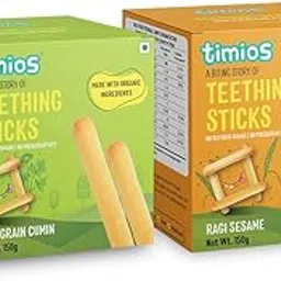 Timios Multigrain Teething Sticks|Organic Snack|Dissolves Easily|Ragi Sesame|Multigrain Cumin|Pack of 2|150g-picture-23