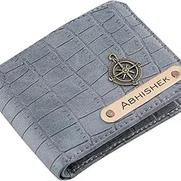 the unique gift studio Customized Crocs Wallet For Men Personalized With Name Printed Leather | Customised Gifts |Personalised Mens Purse & Charm - Grey-picture-30