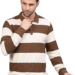 Men’s Sweatshirt Full Sleeve Rib Collar Neck with Placket Winter Pullover Colour Block Stripe Cotton Blend Smart Casual Semi-Formal-image-16