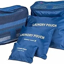 THE PAGH 6 in 1 Luggage Bag and Laundry Pouch Zipper Bags Multipurpose High Capacity Clothes Tidy Portable Undergarments & Cloth Storage Organizer Travelling Set/Suitcase Bag (Navy Blue)-picture-10
