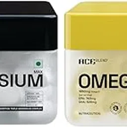 Ace Blend Max Magnesium Tablets 440mg & Outshine Omega 3 Fish Oil Capsules 1650mg for Men & Women-image-13