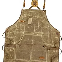 Canvas Apron Multifunctional Outdoor Apron for Women and Men Camping Kitchen Khaki-image-12