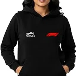 bratmaz Black Fleece Regular Fit Formula-1 Printed Hoodie | for Women-picture-19