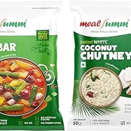 Mealsumm Chutney Sambar - Combo Pack of 2 Each, Just add Water- One Pack Makes 4 Servings ) - 200 gm-image-53