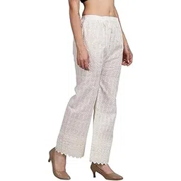 georgio martini Ethnic Flower Design Hand Work Embroidery Wide Leg Linen Adjustable Chicken Smart Plazzo Pants with Drawstring-picture-35