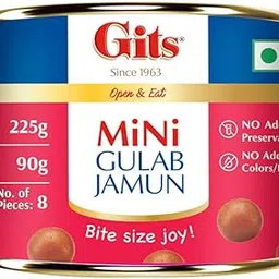 Gits MiNi Gulab Jamun Open & Eat Tin 225 gms | 8 pieces | Small Pack | Quick Sweet Cravings-image-45