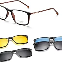 grey jack Magnetic Polarized Clip On Sunglasses for Men Women 4Pcs Rectangle TR90 Frame 6101-picture-37