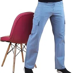 comfits Relaxed Fit Cargo Denim Jeans, Sky Blue, Baggy Style with Pockets-picture-48