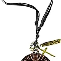 afh Buddha Leather Cord Metal Copper Pendant with Lace-Up Chain for Men and Women | Lightweight Spiritual Necklace | Devotional Jewelry-picture-18