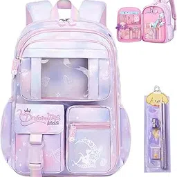 School Backpacks for Girls Stylish School Bags for Girls Kids 7-12 Years Old Cartoon Water Resistant Backpack Durable Burden Relief School Bag Children's Day Birthday Gift for Girls-image-39