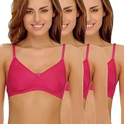 clovia Women's Pack of 3 Cotton Rich Non-Padded Wirefree T-Shirt Bra in Multicolor-picture-13