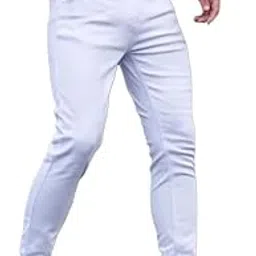Men's Slim Fit White Denim Jeans, Casual Stretch Pants, Classic 5-Pocket Style-picture-41