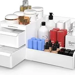 KESI ORNAMENTS Cosmetic Storage Organizer Box Skin Care Drawers Stationery Make Up Organiser For Women Storage Box (White)-picture-13